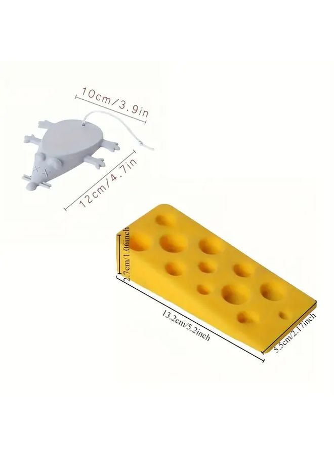 2PCS Mouse And Cheese Door Stop Durable Heavy Duty Base Pet Family Safe Multi Color - Image 3