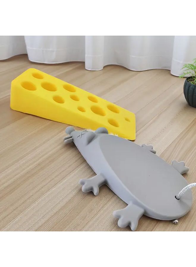2PCS Mouse And Cheese Door Stop Durable Heavy Duty Base Pet Family Safe Multi Color - Image 1