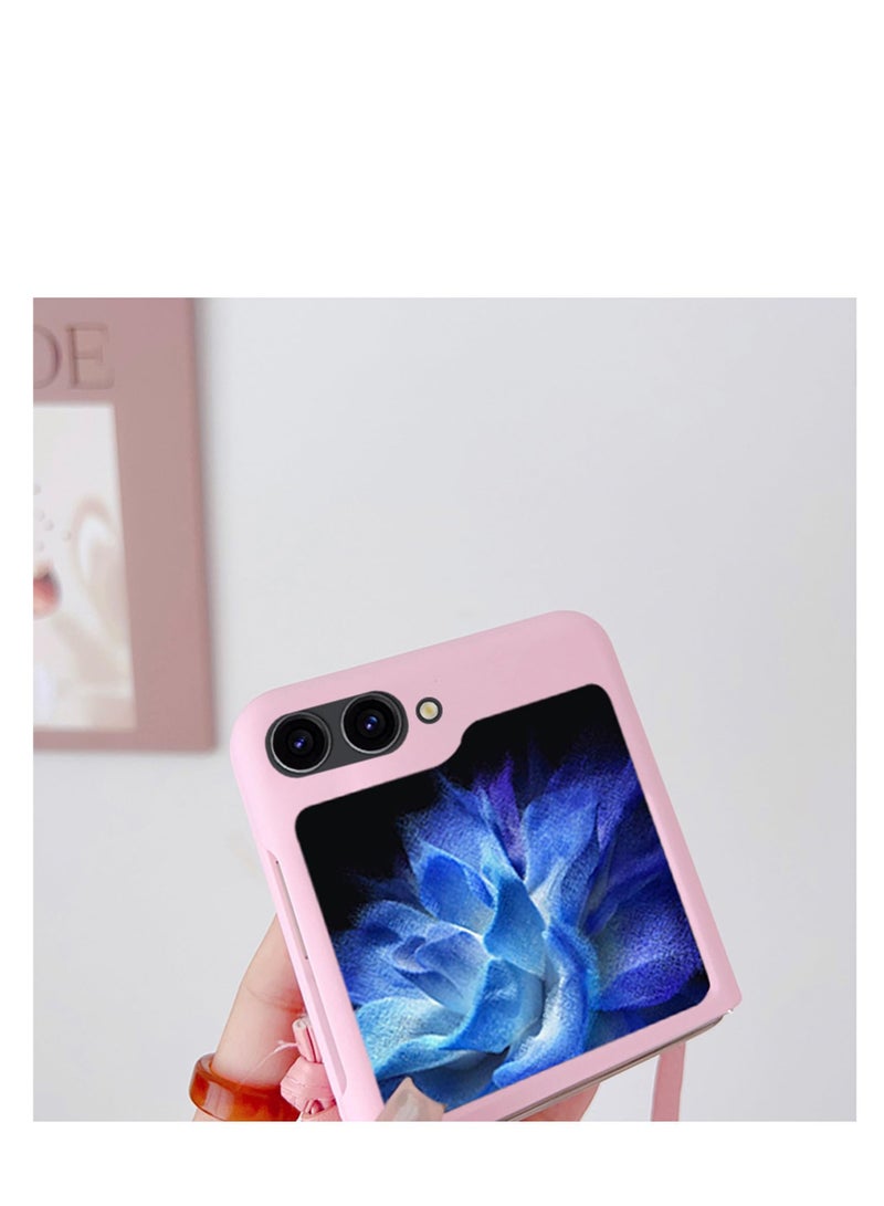Aookay Compatible with Samsung Galaxy Z Flip 5, with Love Card Holder Strap Lanyard, Leather Fiber and PC Material, Wallet Phone Case Cover, with Shoulder Strap Neck Cord, Case for Galaxy Z Flip 5  - Image 2