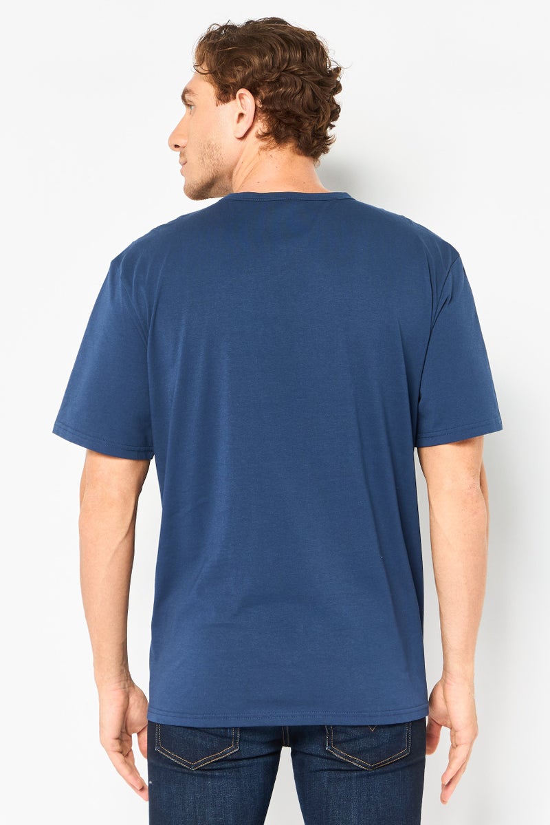 Algspar Men Crew Neck Plain Short Sleeve T-Shirt, Navy - Image 3