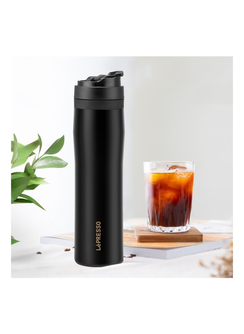 LePRESSO Stainless Steel Portable French Press Coffee Machine / Brew Coffee or Tea / Keep Warm and Cold / Travel and Outdoor Coffee Maker - Black  - Image 5