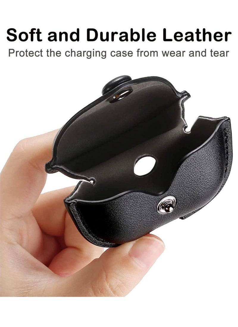 ELTRAZONE - AirPods 3rd Generation Case (2021), Leather Protective Case Skin Cover with Keychain and Lock for Apple Airpods 3 Case Women Men (Black) - Image 1