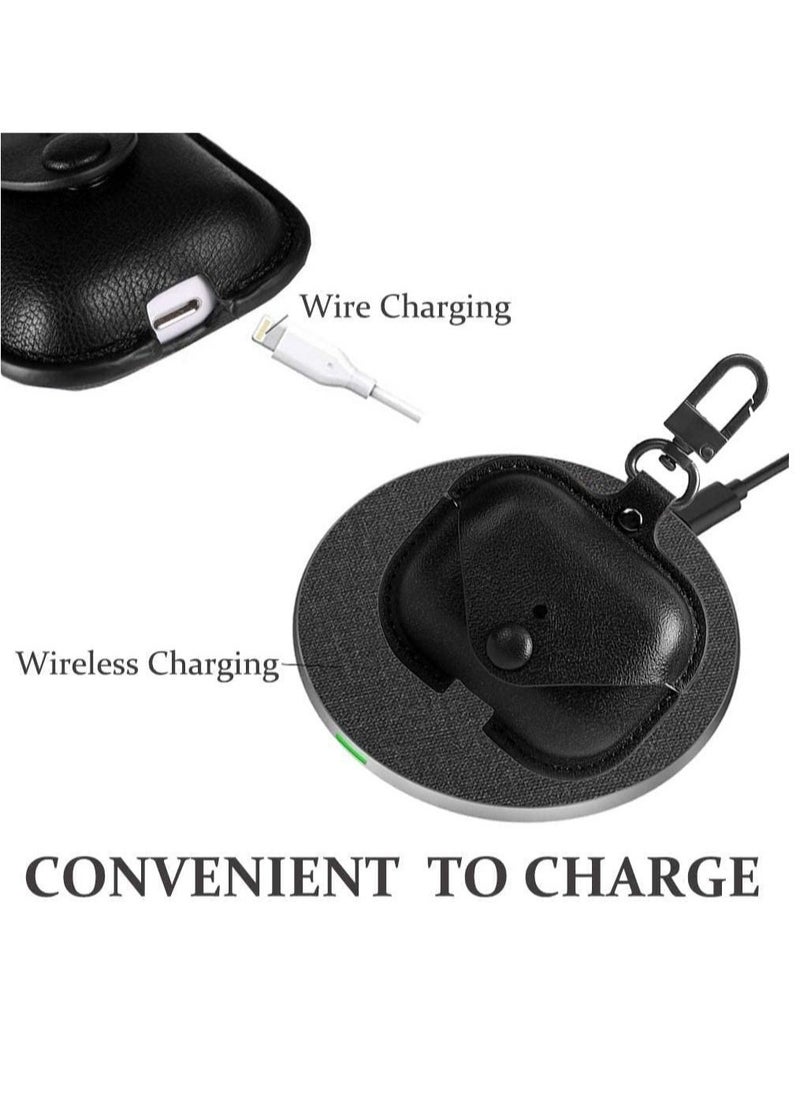 ELTRAZONE - AirPods 3rd Generation Case (2021), Leather Protective Case Skin Cover with Keychain and Lock for Apple Airpods 3 Case Women Men (Black) - Image 1