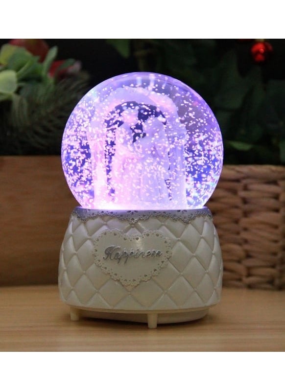 Hediyesahibi Gift Holder Bride Groom Medium Size Lighted Musical Snow Globe  - Image 3