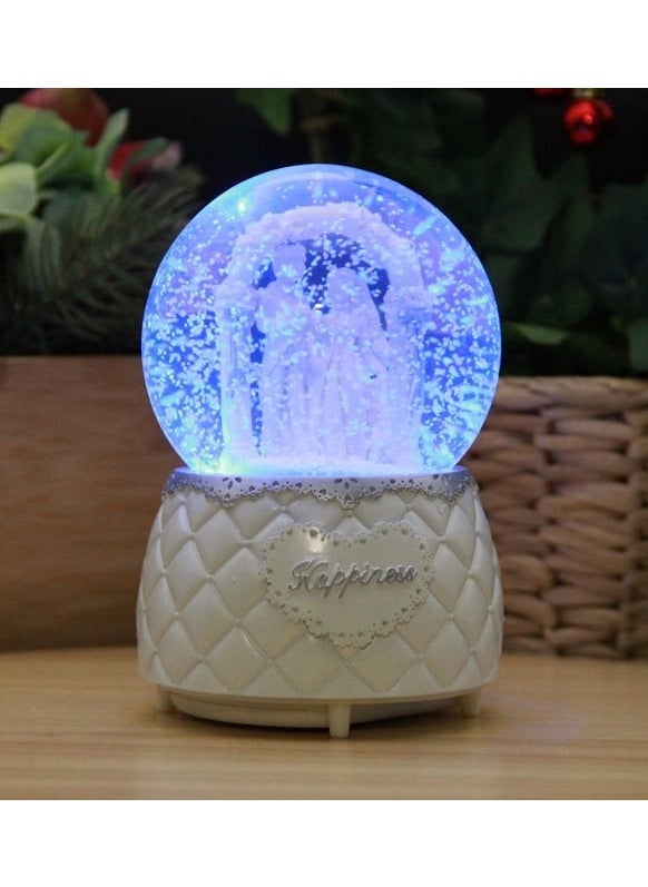 Hediyesahibi Gift Holder Bride Groom Medium Size Lighted Musical Snow Globe  - Image 4