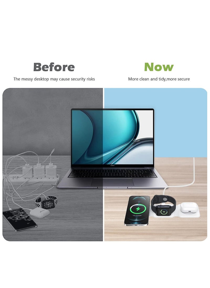 ELTRAZONE - 3 in 1 Wireless Charger, Foldable Magnetic Charger Station, 18W Fast Wireless Charging Pad, Compatible with iPhone 14/13/12/11, Samsung - Image 1