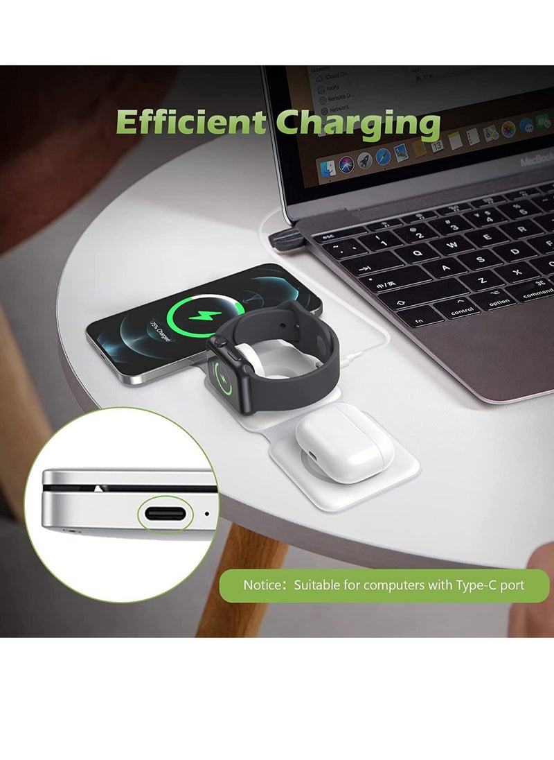 ELTRAZONE - 3 in 1 Wireless Charger, Foldable Magnetic Charger Station, 18W Fast Wireless Charging Pad, Compatible with iPhone 14/13/12/11, Samsung - Image 1