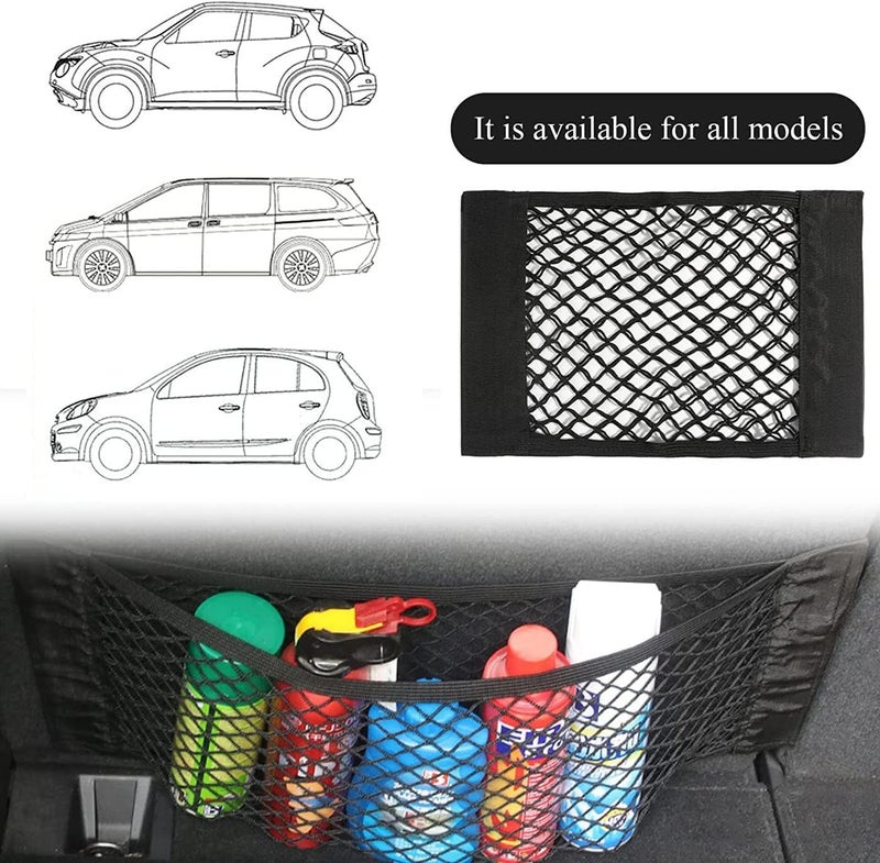 MRTURK REVHQ Set 2 Car Trunk Net Mesh Auto Cargo Storage Organizer Universal Elastic SUV Netting Pocket Wall Sticker Add on Pouch Bag - Image 5