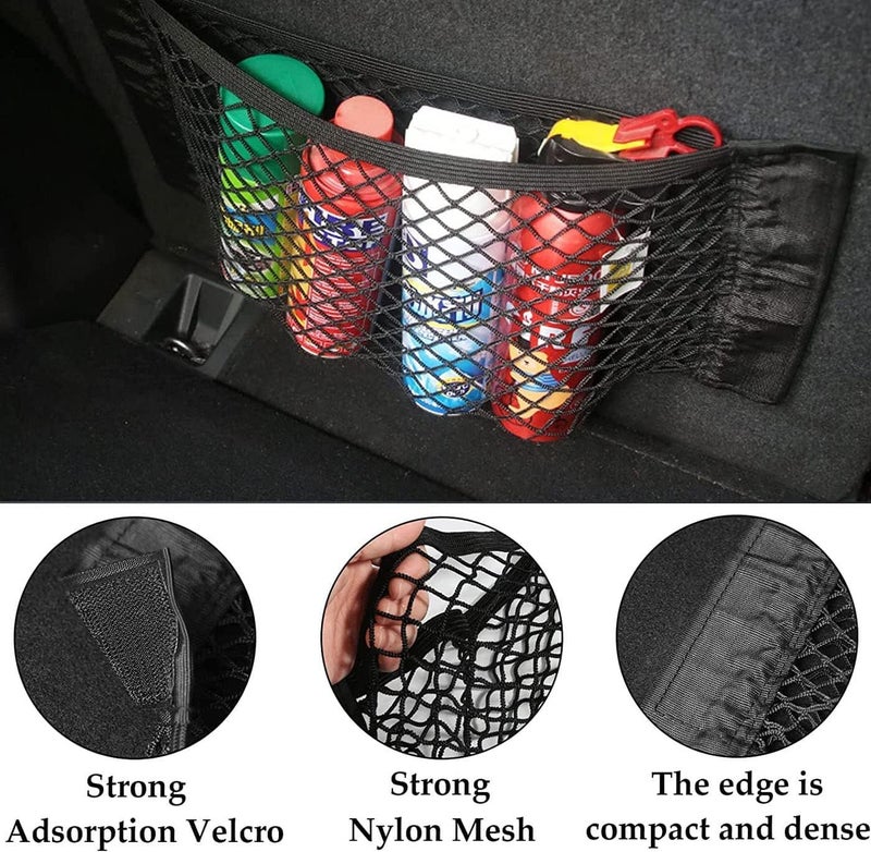 MRTURK REVHQ Set 2 Car Trunk Net Mesh Auto Cargo Storage Organizer Universal Elastic SUV Netting Pocket Wall Sticker Add on Pouch Bag - Image 3