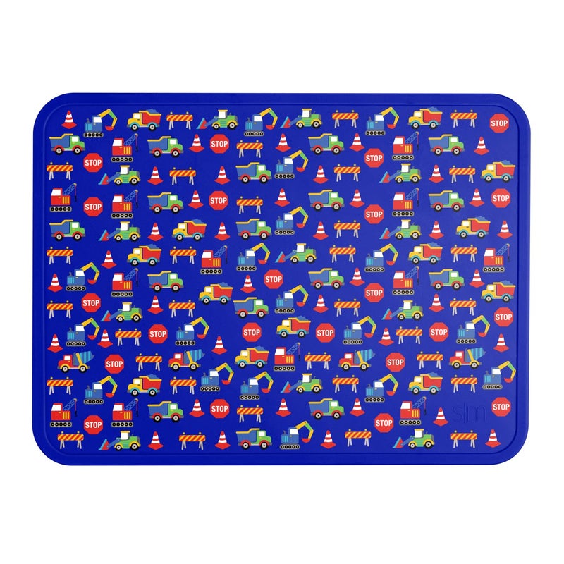 Simple Modern Silicone Placemat for Baby, Toddlers, Kids | Non-Slip Baby Eating Table Food Mat for Restaurants and Dining Table | Piper Collection | Under Construction - Image 1