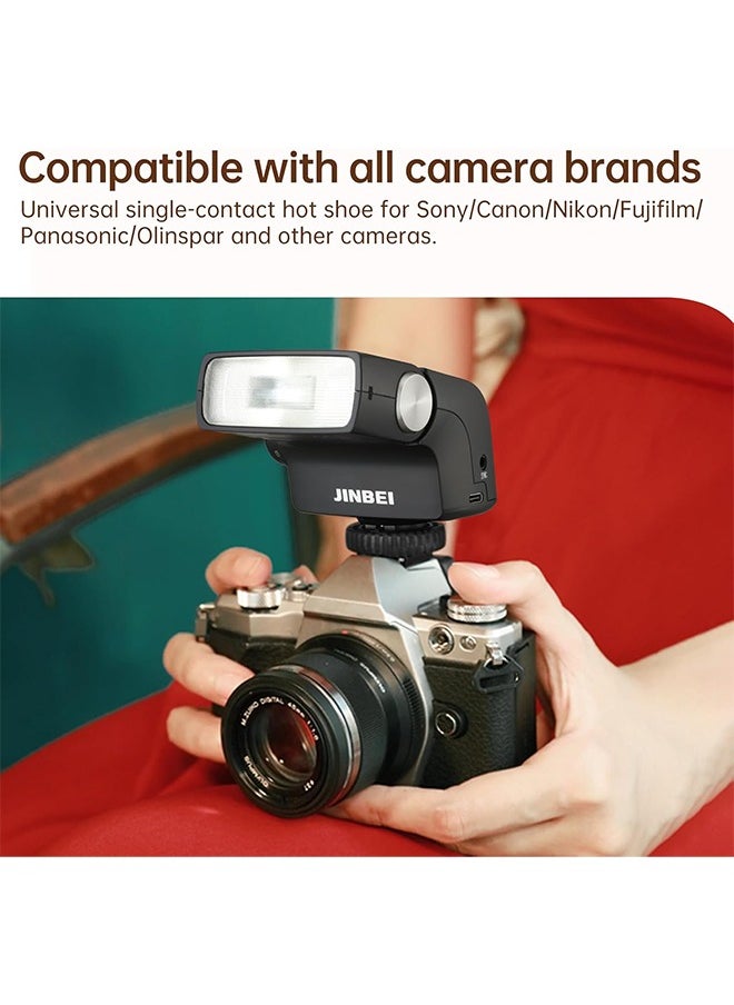 Jinbei - JINBEI Hi-5 Retro Camera Flashes GN16 6000K±200K Built-in 2500mAh Lithium-ion Battery with S1/S2 Photo-Sensitive Modes for Sony for Canon for Nikon for Fuji for Olympus Hot Shoe Cameras - Image 1