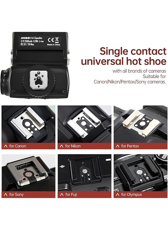 Jinbei - JINBEI Hi-5 Retro Camera Flashes GN16 6000K±200K Built-in 2500mAh Lithium-ion Battery with S1/S2 Photo-Sensitive Modes for Sony for Canon for Nikon for Fuji for Olympus Hot Shoe Cameras - Image 1