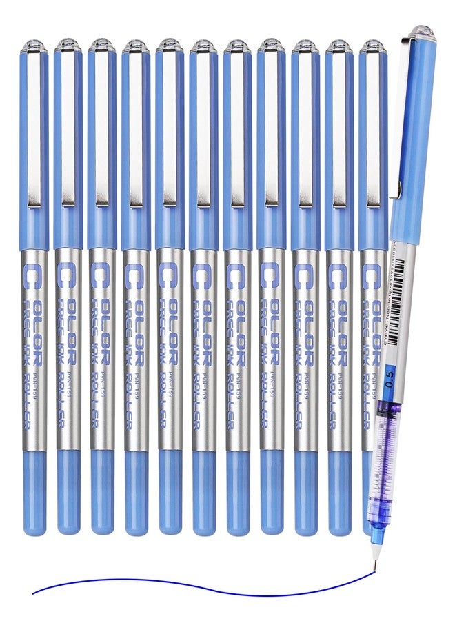 EYEYE 0.5mm Blue Pens Needle Tip, 12 Pack Rollerball Pen Extra Fine Point Quick Dry, Blue Liquid Ink Pens Fine Point Smooth Writing Pen for Journaling, Note Taking, Office, School Supplies - Image 2