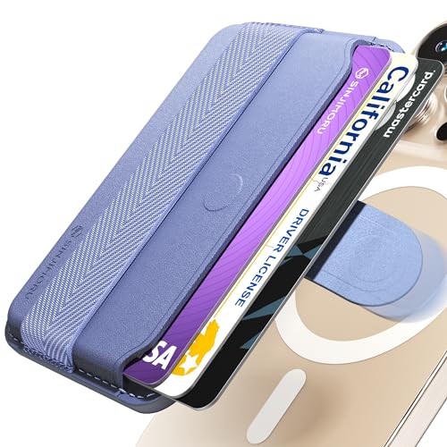 Sinjimoru Pull & Eject Magnetic Wallet for iPhone, Finger Grip for MagSafe Card Holder, Compatible with MagSafe Wallet, M-Pull Tab Band Lavender - Image 1