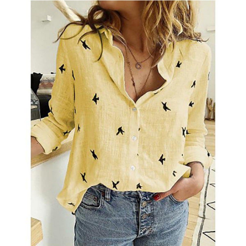 Summer Wish Best-Selling Loose Button Printed Long-Sleeved Shirt - Image 5