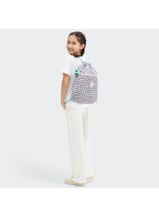 kipling SuperTaboo Kids Medium School/Gym/Swim/Drawstring Bag, Water Repellent, 15L, 0.24kg - Geo Shell (Print) - Image 4