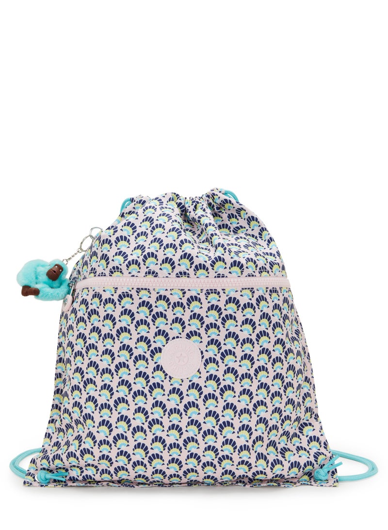 kipling SuperTaboo Kids Medium School/Gym/Swim/Drawstring Bag, Water Repellent, 15L, 0.24kg - Geo Shell (Print) - Image 1