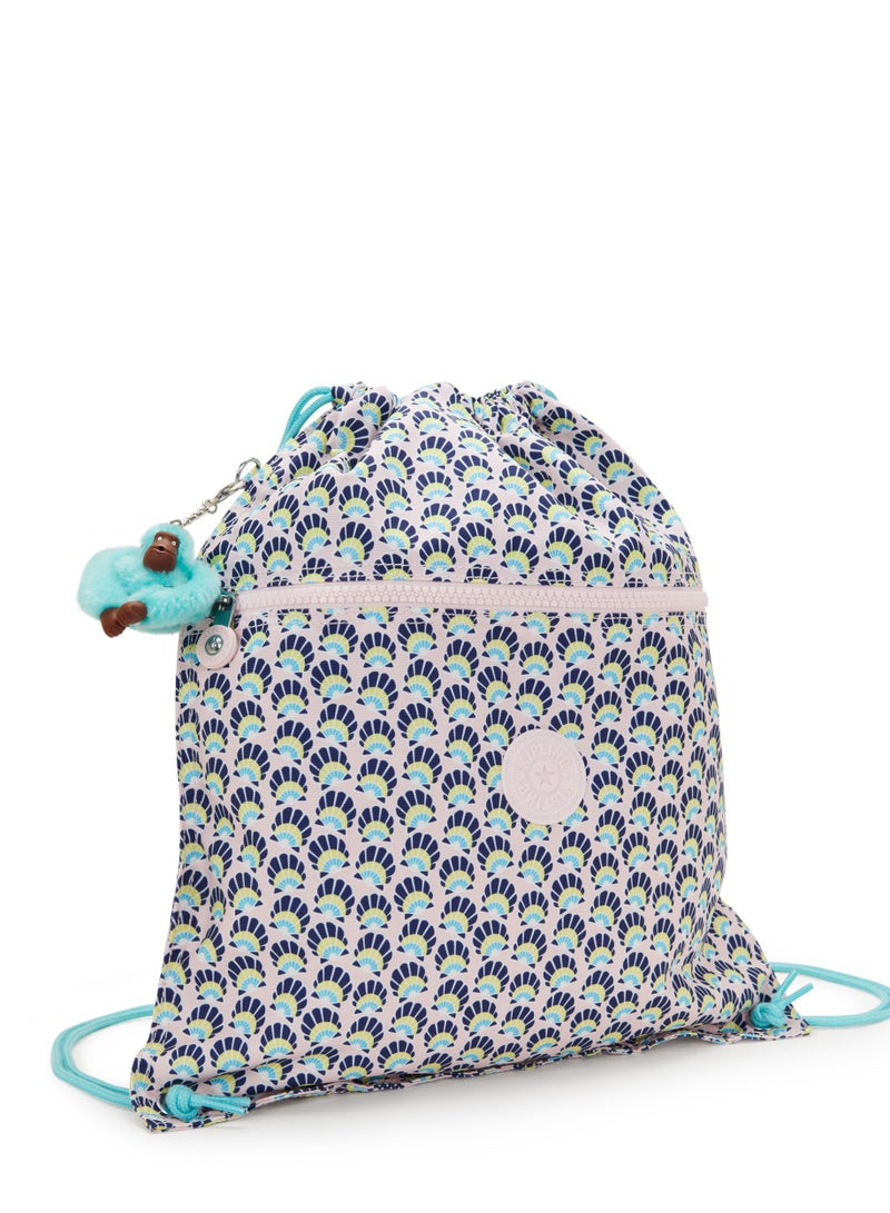 kipling SuperTaboo Kids Medium School/Gym/Swim/Drawstring Bag, Water Repellent, 15L, 0.24kg - Geo Shell (Print) - Image 2