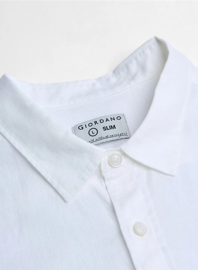 GIORDANO  Men's Slim Linen Cotton Short-Sleeve Shirt for Men | Best Price UAE