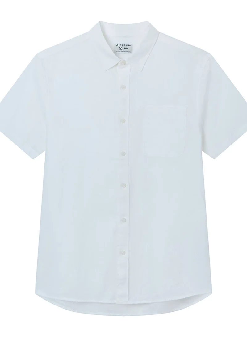 GIORDANO  Men's Slim Linen Cotton Short-Sleeve Shirt for Men | Best Price UAE