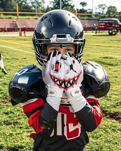 Pixel Panda Youth Football Gloves NonSlip Kids Football Gloves with Super Sticky Grip Palm Breathable Wide Receiver Glove Best Gifts for Boys Girls - Image 3