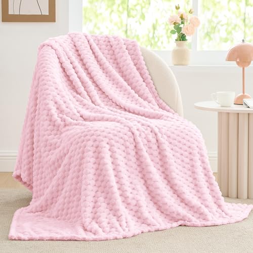 BEDELITE Fleece Blanket 3D Jacquard Decorative Cherry Blossom Throw Blankets for Couch Bed Soft and Cozy Warm Plush Fluffy Blanket All Seasons Suitable 50x60Inches - Image 1