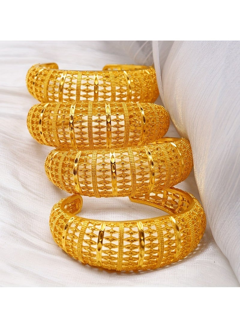 JOOLI Women Gold Bangle Fashion Jewelry Wedding Gift Jewellery Wide Bracelet Ladies Accessories - Image 1
