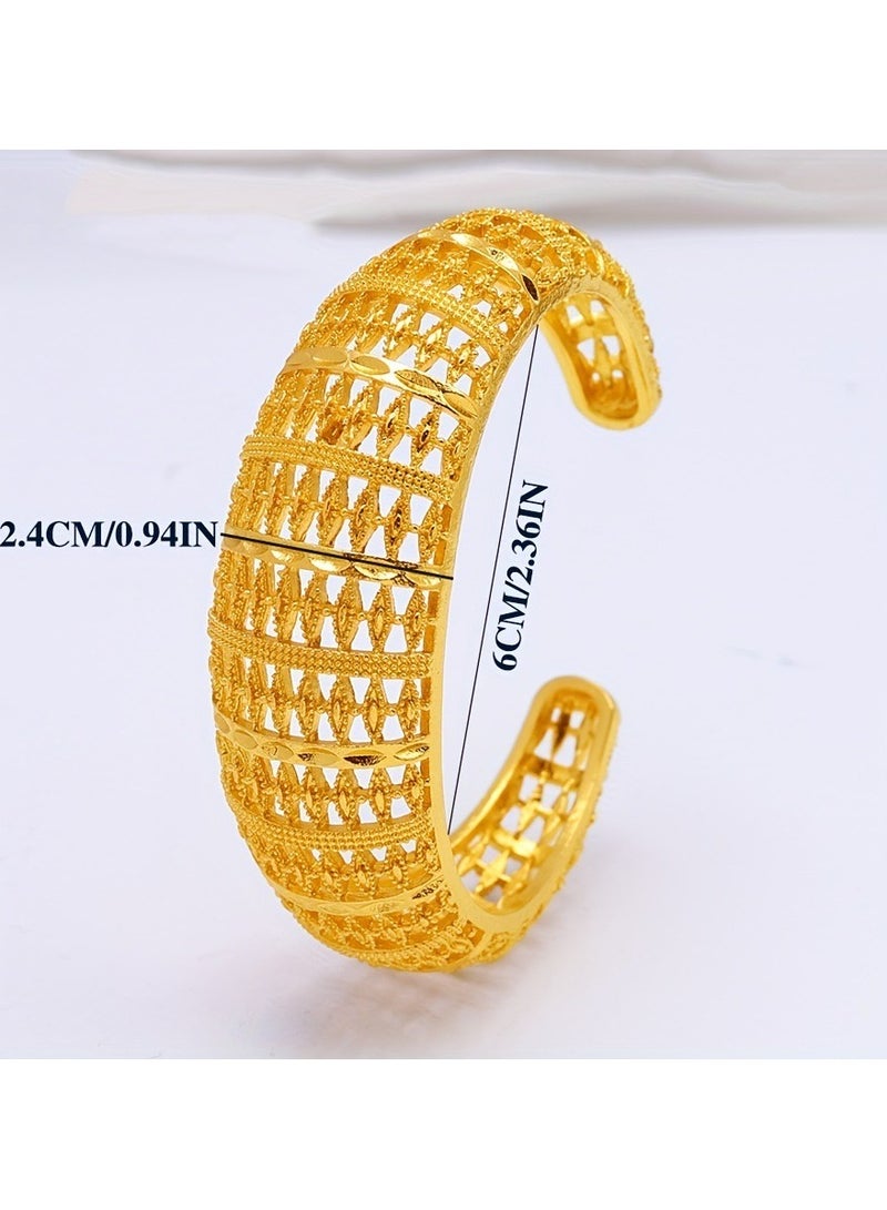 JOOLI Women Gold Bangle Fashion Jewelry Wedding Gift Jewellery Wide Bracelet Ladies Accessories - Image 5