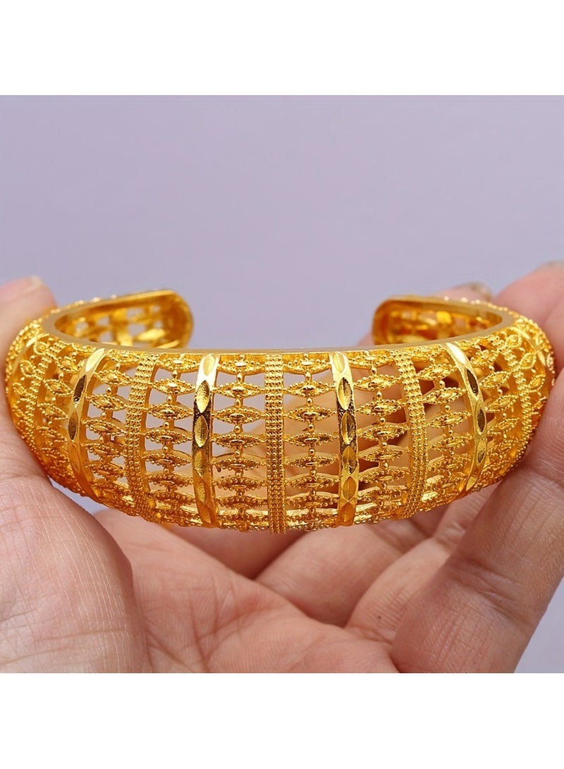 JOOLI Women Gold Bangle Fashion Jewelry Wedding Gift Jewellery Wide Bracelet Ladies Accessories - Image 2