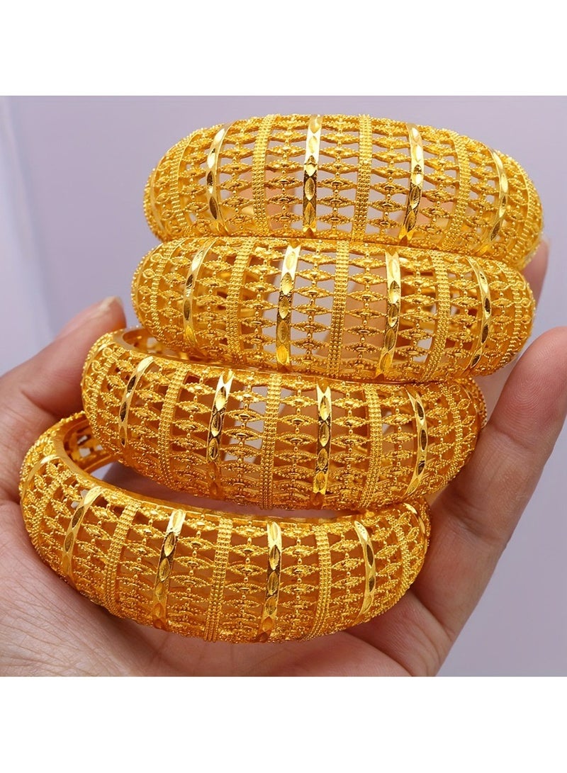 JOOLI Women Gold Bangle Fashion Jewelry Wedding Gift Jewellery Wide Bracelet Ladies Accessories - Image 4