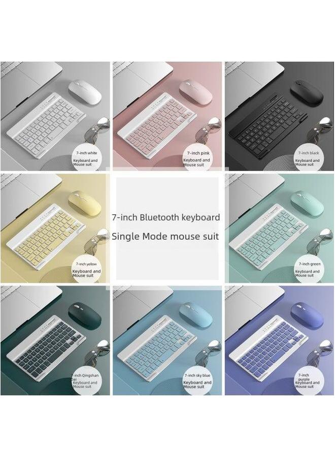 Mini Wireless Bluetooth Keyboard 030 Silent Charging Suitable For Computer Mobile Tablet Notebook Mouse Set-Color:7 Inch Single Keyboard-Product Type:Mist Blue - Image 3