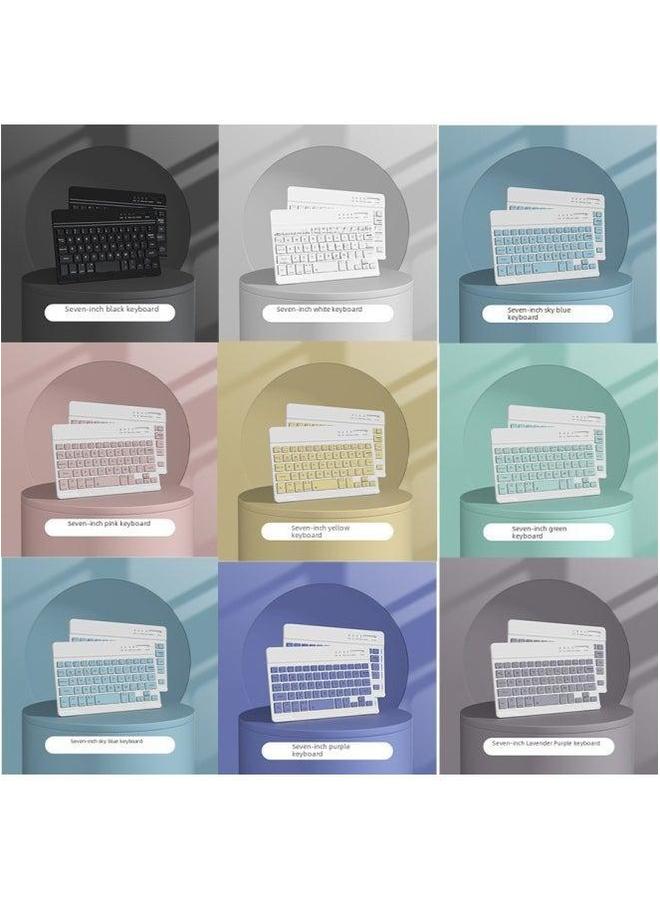 Mini Wireless Bluetooth Keyboard 030 Silent Charging Suitable For Computer Mobile Tablet Notebook Mouse Set-Color:7 Inch Single Keyboard-Product Type:Mist Blue - Image 5