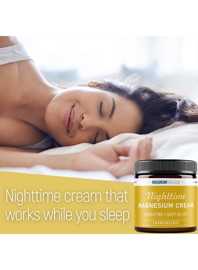 Magnum Solace Magnesium Cream – Nighttime Magnesium Lotion – Apply to Legs, Buttocks, Arms or Chest – Topical Magnesium Chloride – USA Made and Safe for Kids - Image 2