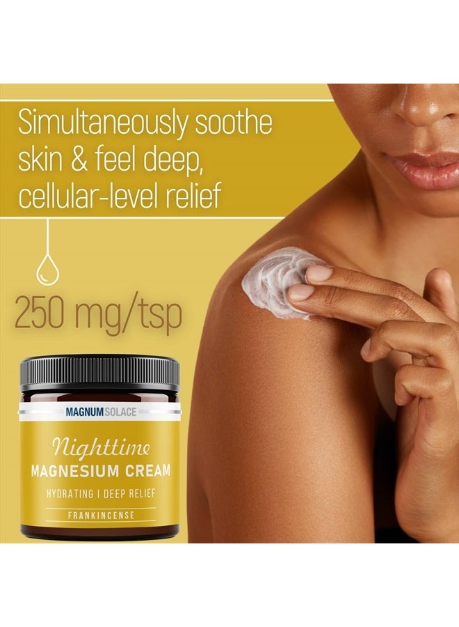 Magnum Solace Magnesium Cream – Nighttime Magnesium Lotion – Apply to Legs, Buttocks, Arms or Chest – Topical Magnesium Chloride – USA Made and Safe for Kids - Image 4