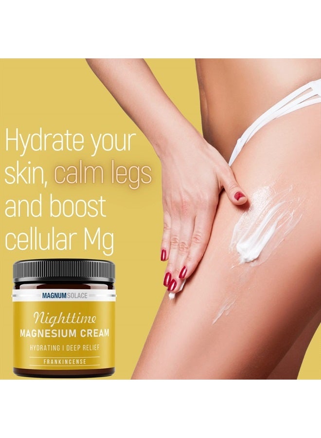 Magnum Solace Magnesium Cream – Nighttime Magnesium Lotion – Apply to Legs, Buttocks, Arms or Chest – Topical Magnesium Chloride – USA Made and Safe for Kids - Image 3
