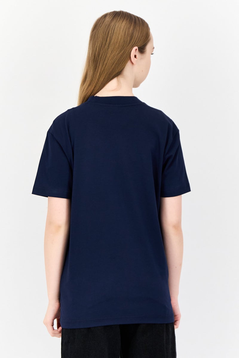 ESPRIT Women Crew Neck Short Sleeve Brand Logo T-Shirt, Navy - Image 3