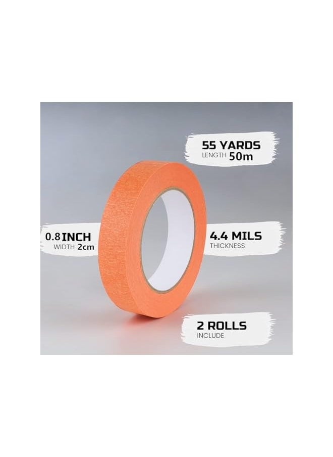 PROMASS Orange Masking Tape 0.8 Inch, 2 Rolls Painter's Tape 0.8 Inch x 55 Yards, Painting Adhesive Tape for Painting, Home, Office, School Stationery, Arts, Crafts, Decoration 2cm x 50m  - Image 2
