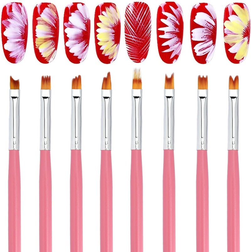 Ruby Face Rubyface 8Pcs Flower Nail Art Brush Set, Ombre Gradient Painting Pen 3D Tool, Nail Art For Professional Salons Ombre Nail Brush And Home Diy Nail Art Nail Designs - Image 1