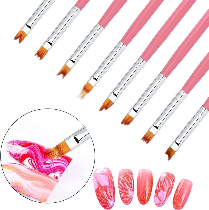Ruby Face Rubyface 8Pcs Flower Nail Art Brush Set, Ombre Gradient Painting Pen 3D Tool, Nail Art For Professional Salons Ombre Nail Brush And Home Diy Nail Art Nail Designs - Image 3