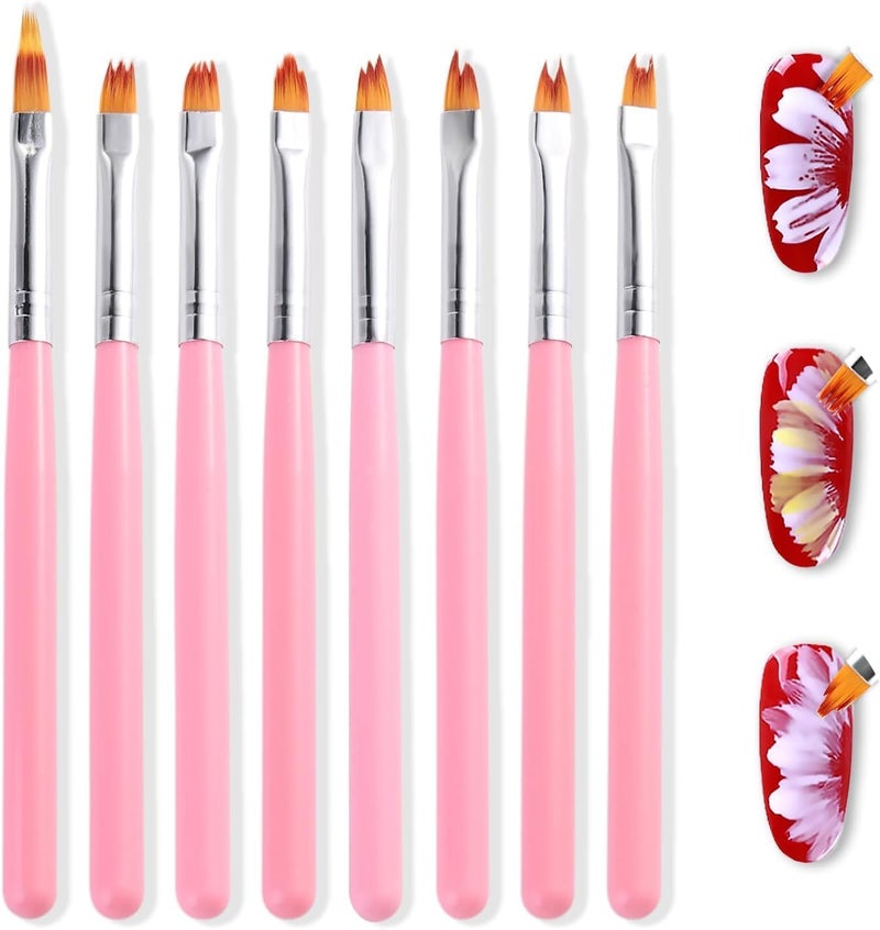 Ruby Face Rubyface 8Pcs Flower Nail Art Brush Set, Ombre Gradient Painting Pen 3D Tool, Nail Art For Professional Salons Ombre Nail Brush And Home Diy Nail Art Nail Designs - Image 2