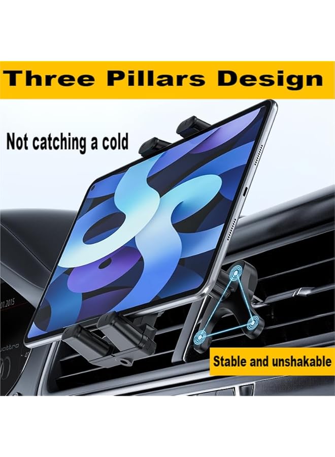 S-TOP Air Vent Phone Holder for Car, Black, No Wobble Vent Phone Holder, Extra Wide Non Slip Grip for Thick Cases Heavy Duty Phone Holder for Bumpy Road 360° Rotating Clip for 4.7-12.9", 1Pcs - Image 2