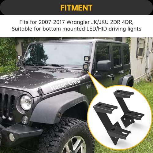 appacare 2 قطع حوامل مفصل الزجاج الأمامي عمود A مزدوجة لمصابيح الضباب LED لمركبات الطرق الوعرة متوافقة مع 2007 2008 2009 2010 2011 2012 2013 2014 2015 2016 2017 رانجلر JK/JKU 2DR 4DR - Image 4