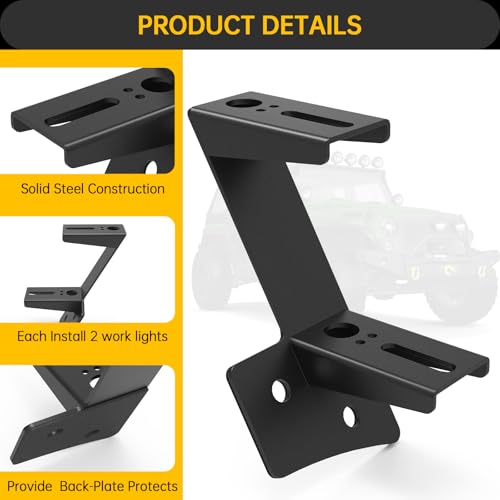 appacare 2 قطع حوامل مفصل الزجاج الأمامي عمود A مزدوجة لمصابيح الضباب LED لمركبات الطرق الوعرة متوافقة مع 2007 2008 2009 2010 2011 2012 2013 2014 2015 2016 2017 رانجلر JK/JKU 2DR 4DR - Image 3