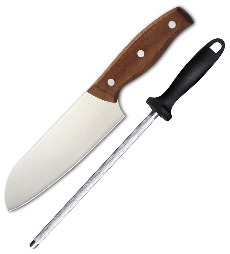 Captoola كابتولا 67 في سكين المطبخ سكين اللحم المنزلية من الفولاذ المقاوم للصدأ سكين الخضار الصينية الآسيوية للمطبخ المنزلي والمطعم مع قضيب شحذ السكين عبوة من 2 - Image 1