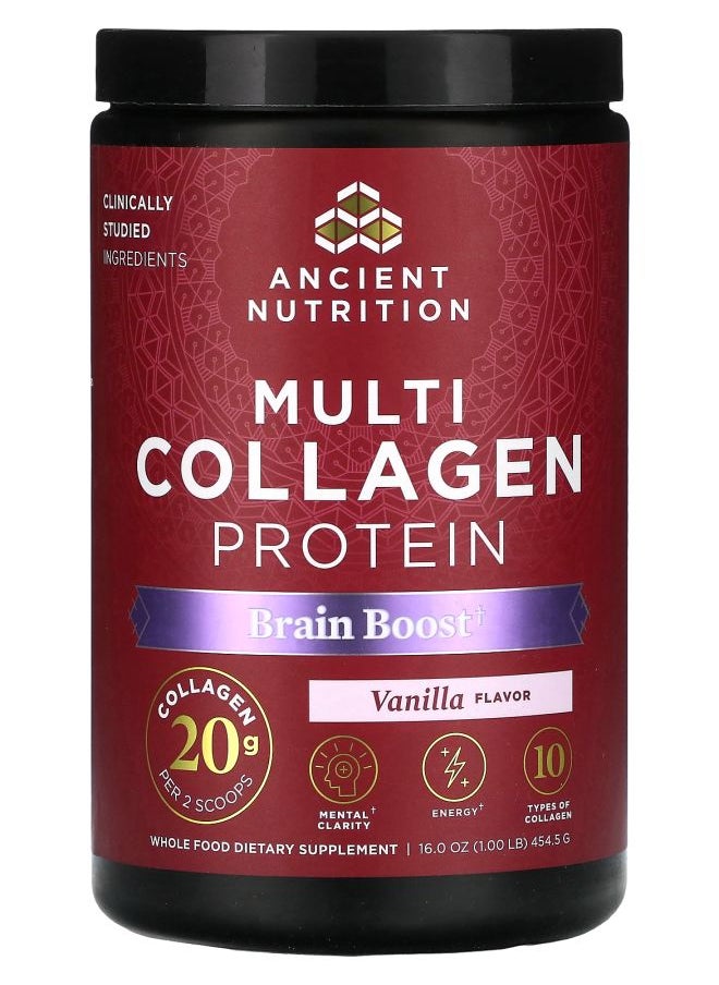Ancient Nutrition - Multi Collagen Protein Brain Boost Vanilla 1 lb (454.5 g) - Image 1