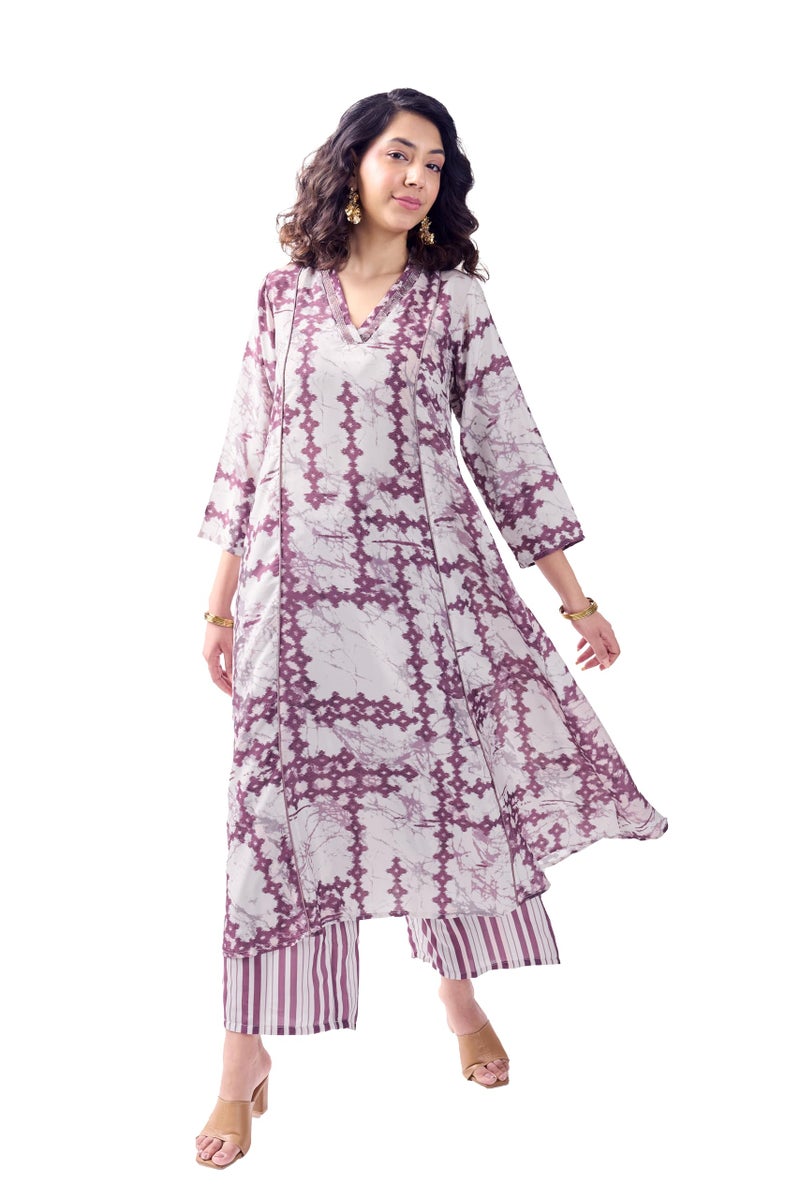 Toochki Dress for Women | Kurti Set for Women's | Anarkali Fit & Flared Kurtas for Woman | Cotton Kurtis for Woman's | Kurta with Palazzo | Ethnic Salwar Suits Sets Dress Off White - Image 1