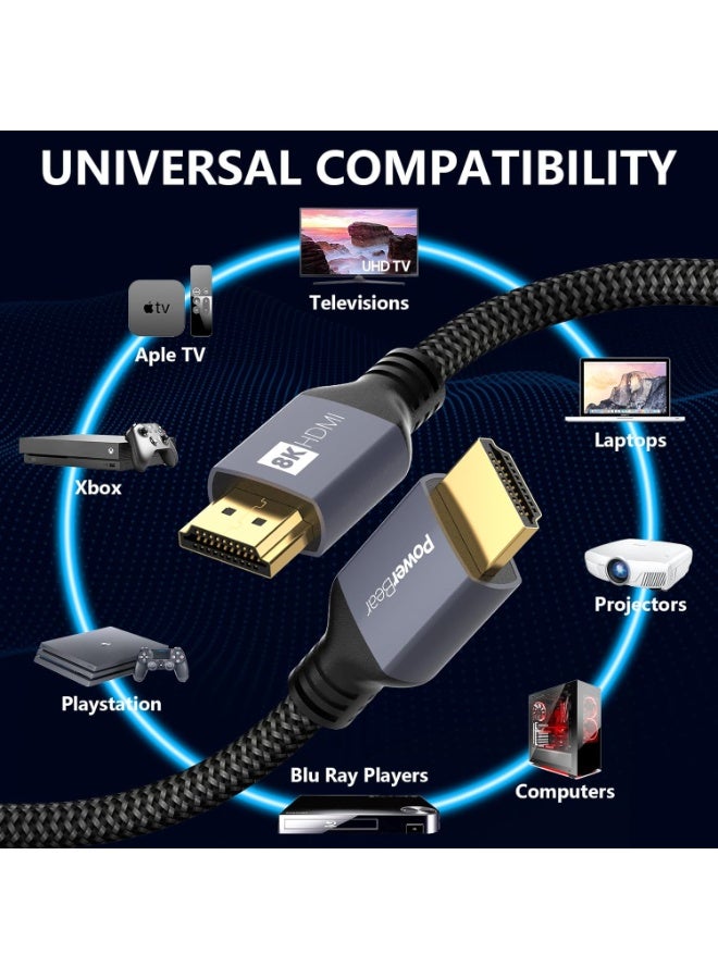 باور بير كابل HDMI بدقة 8K بطول 3 أمتار | كابل HDMI عالي السرعة للألعاب، يدعم دقة 8K بمعدل 60 هرتز، و4K بمعدل 120 هرتز، و2K، و1080P، ومتوافق مع تقنية ARC وCL3 | متوافق مع أجهزة الكمبيوتر المحمولة، والشاشات، وPS5، وPS4، وXbox One، وFire TV، وApple TV، وغيرها - Image 5