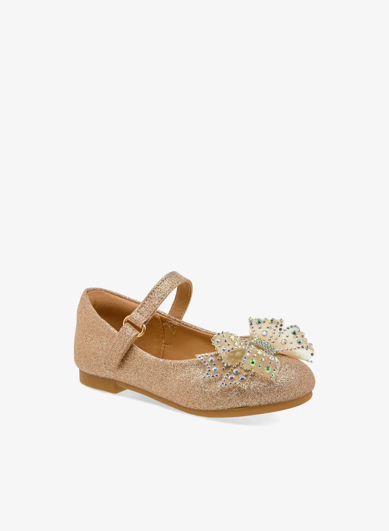 JUNIORS Girls Bow Embellished Mary Jane Shoes with Hook and Loop Closure Ramadan Collection