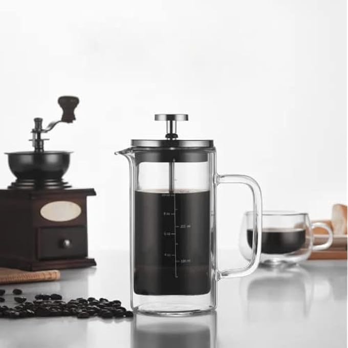 بلاك ستون ماكينة تحضير القهوة الفرنسية بجدار مزدوج وزجاج شفاف مع نظام ترشيح سعة 1000 مل - Image 1
