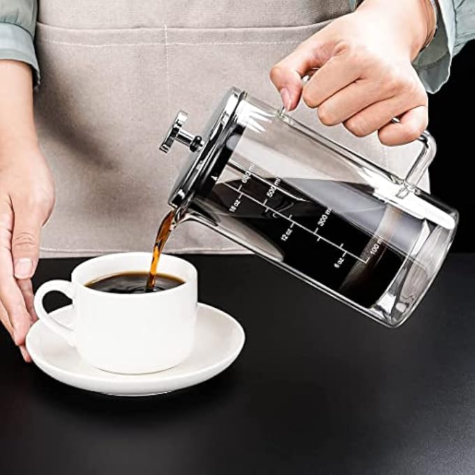 بلاك ستون ماكينة تحضير القهوة الفرنسية بجدار مزدوج وزجاج شفاف مع نظام ترشيح سعة 1000 مل - Image 4